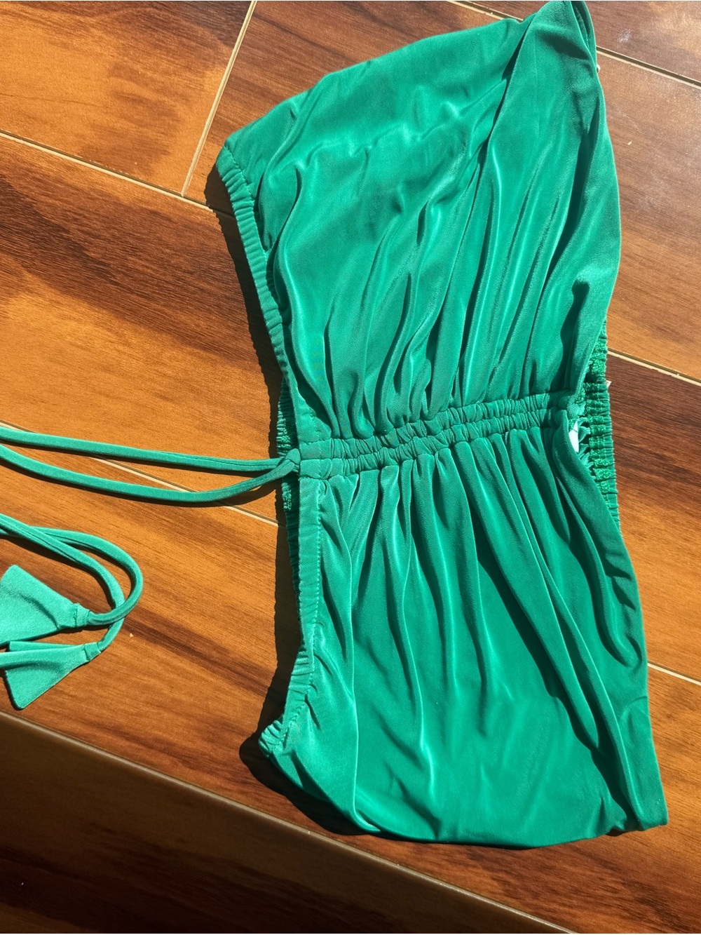 Misa Los Angeles Emerald Green Side-Ruched Maxi Skirt bandeau set - Picture 7 of 10